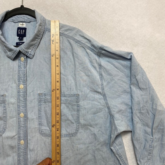 Gap The Big Shirt Womens XL Blue Long Sleeve Denim Chambray  Button Up Oversized - Picture 2 of 10